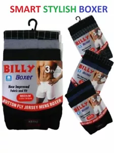 New Men's Boys Billy Boxer Shorts Underwear Big Size S to 3xl Button Fly Pak 1&3 - Picture 1 of 4
