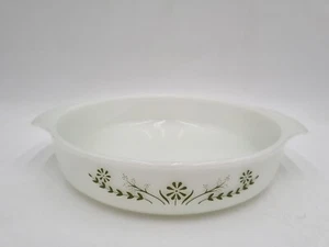 Vintage Glasbake Green Daisy Oval Serving Dish / Bowl Pyrex Style Milk Glass - Picture 1 of 7