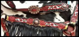 Showman Southwest & Cheetah Beaded Fringe Design Headstall and Breast Collar! - Picture 1 of 1
