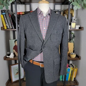 Perry Ellis Men's Flannel Sport Coat Jacket Two Button Gray Wool Blend Size 42S - Picture 1 of 19