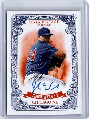 2021 Onyx Vintage Extended Blue Ink Jordan Wicks Auto (B33) A12 Cubs - Image 1 of 2