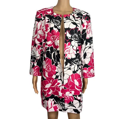 KASPER 女式多色花卉涤纶开襟无领西装外套 18 码 — 第 1/4 张图片