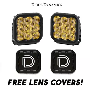 Diode Dynamics SS5 Amber Pro Universal Flood Light Pod Kit w/ Black Lens Covers - Picture 1 of 8