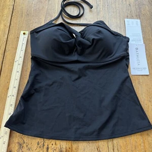 Athleta Swimwear Top Bra Cup Halter Tankini Strappy Fluid NWT Size 32B/C Black - Picture 1 of 6