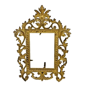 Vintage Picture Frame Cast Metal Ornate Gold Rectangle Portrait Victorian FLAW - Picture 1 of 10
