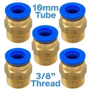 5pcs Brass 10mm Tube - 3/8" BSP Male Thread Pneumatic Fitting PC 10-03 Connector - Picture 1 of 5