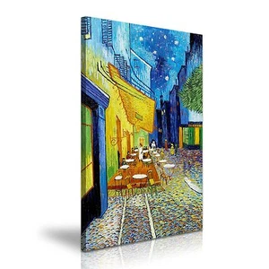 Vincent Van Gogh Cafe Terrasse bei Nacht Leinwand Wandbild Kunstdruck ~ 9 Größen zur Auswahl - Bild 1 von 7