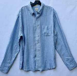 J. Crew BAIRD McNUTT IRISH LINEN Shirt Mens XL Slim Fit Blue/White Stripes Metro - Picture 1 of 15