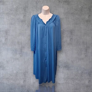 Vtg Miss Elaine Sz S Button-Front Nylon Nightgown, Blue. NS-23 - Picture 1 of 8