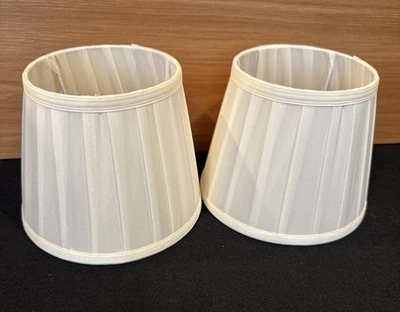 NEW IN BOX Ridhi Set Of 2 Pleated Cream Small Lampshade 6"x5"x4" Cotton Bell - Image 1 of 4
