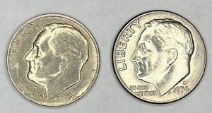 Juego de monedas de diez centavos P and D Roosevelt 1974 - Imagen 1 de 2