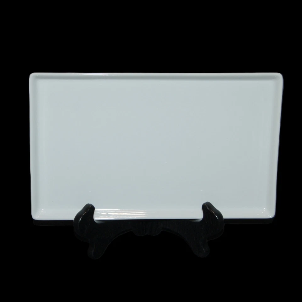 CB2 White Ceramic Rectangular Dining Serving Tray Plate Dish 10 5/8" x 6 1/2" - Image 1 of 2