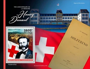 Red Cross 115th Memorial Anniversary of Henry Dunant MNH Stamps 2025 Togo S/S - Picture 1 of 1