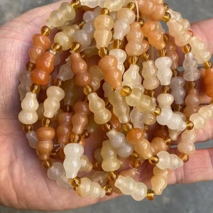 1X Natürliche Farbe Jade Kürbis Perlen Handschnur Armband Manschette Zubehör Geschenk - Bild 1 von 1