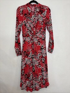 Abito Free People - Tough Love manica lunga colletto avvolgente vita midi rosso - taglia 4 - Foto 1 di 6