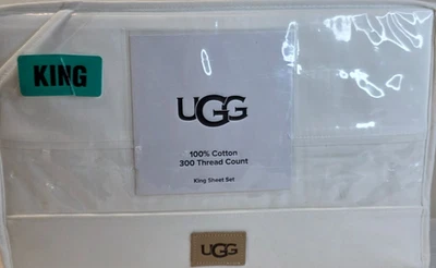 Juego de Sábanas King UGG IONA Blanco Brillante 100% Algodón Ropa de Cama Nuevo Foto 1 de 4