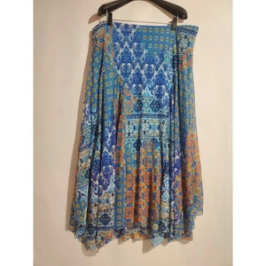 Chicos Patchwork Boho Floral Paisley Sheer Mesh Overlay Maxi Skirt Size XL Fairy - Picture 1 of 11