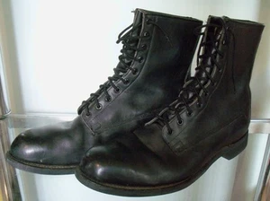Vintage 1990 Addison Shoe Company Combat Boots Steel Toe 13 R Black Leather - Picture 1 of 9