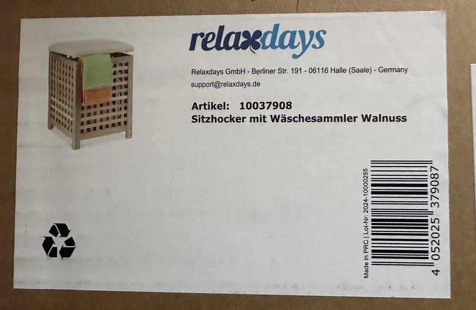 Relaxdays Wäschekorb mit Sitz Walnuss - Bild 1 von 1