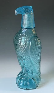 ESCASA Botella Decantadora Vintage Turquesa Azul Claro Vidrio Águila Retro Siglo XX. - Imagen 1 de 11