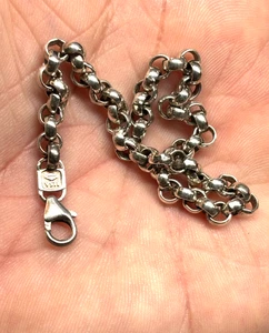 Vintage USA .999 Fine Silver ROLO LINK BRACELET 7.5" CHAIN High Quality 11.8g - Picture 1 of 9