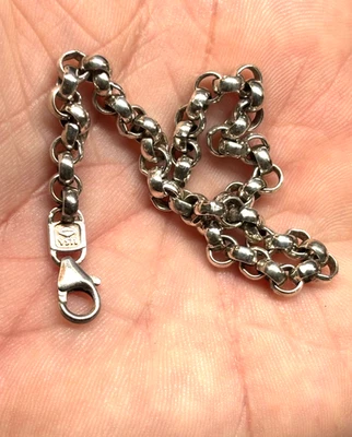 Vintage USA .999 Fine Silver ROLO LINK BRACELET 7.5" CHAIN High Quality 11.8g - Image 1 of 4