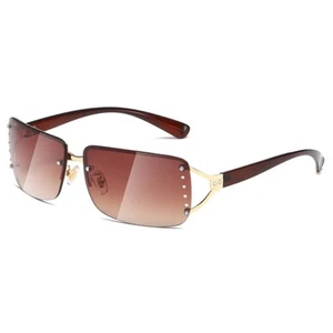 Rectangle Sunglasses for Women Men Stylish Rimless Frameless Trendy Retro Sun... - Picture 1 of 7