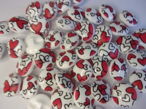 50 x Picture Shank Buttons 15mm Hearts Baby Children Q50 - Picture 1 of 2