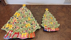 SET OF 2 CHRISTOPHER RADKO TRADITIONS HOLIDAY CELEBRATION CHRISTMAS TREE PLATTER - Picture 1 of 10