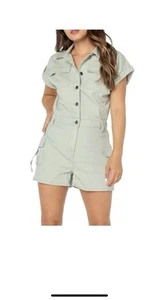 Celebrity Pink Womens Cargo Romper Boilershort Pockets Size XL - Picture 1 of 6