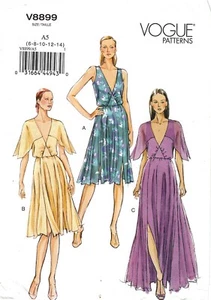 Vogue 8899 uncut pattern dresses butterfly sleeves sizes 6-14 formal cocktail - Picture 1 of 2