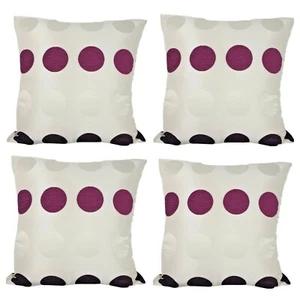 PACK OF 4 Cushion Covers White Purple Circle Cream - NEW 18x18" / 45 x 45 cm - Picture 1 of 5