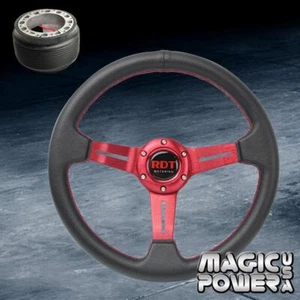 Volante de plato profundo rojo de 330 mm + adaptador de buje para Mitsubishi Eclipse 89-04 - Imagen 1 de 1