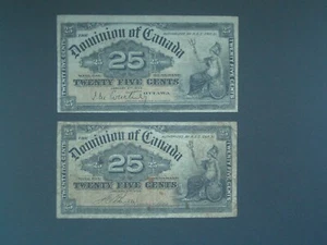 ** ZWEI seltene 1900 Dominion-of-Canada 25 Cent Banknoten ** - Bild 1 von 12