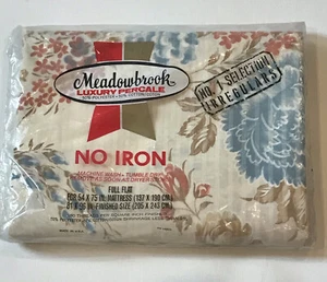 Vintage Meadowbrook No Iron Full Flat Sheet Floral Print New/Old Stock Sealed - Picture 1 of 3