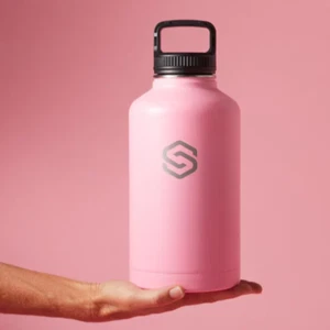 Hydrate Drink Bottle Pink Daily hydration Large bottle mouth, 3 straw options - Picture 1 of 4