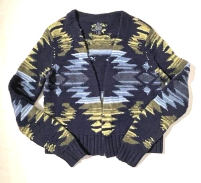 Raro De Colección POLO JEANS CO Azul Suroeste Navajo Tejido a Mano Cárdigan Suéter Talla L Foto 1 de 4