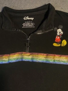 MICKEY MOUSE schwarze DISNEY Stickerei Lurex 1/4 Reißverschluss Jacke X-LARGE PRIDE - Bild 1 von 9