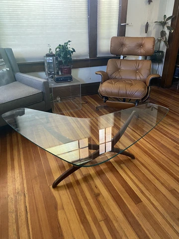 Forest Wilson Mid Century Modern Boomerang Glass Top Sculptural Coffee Table Cover