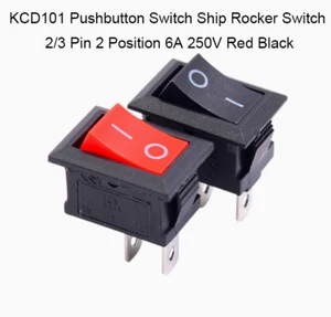 KCD101 Pushbutton Switch Ship Rocker Switch 2/3 Pin 2 Position 6A 250V Red Black - Picture 1 of 11
