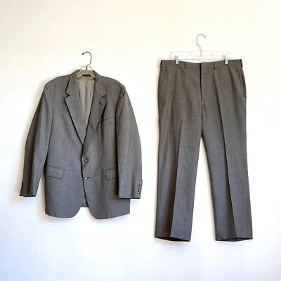 Vintage 70s Men's Cricketeer Gray Pinstriped Tailored 2 Piece Suit. 44R/38W - Image 1 of 4