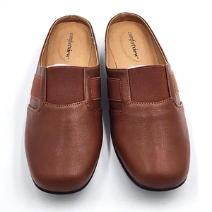 Comfortview Womens Shoes 9M Brown Faux Leather Mules Slip Ons NEW - Picture 1 of 10