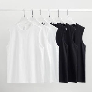 Zwei Sets reine Baumwolle Fitness Sport ärmellose Weste Herren mit einem weißen T-Shirt - Bild 1 von 9