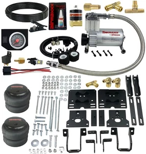 Air Helper Spring In Cab Blk Gauge Over Load Level Kit For 2005-10 Ford F250 4x4 - Picture 1 of 23