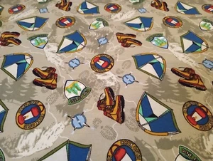 Outdoors Hiking Camping Adventure Fabric Cotton Scrap Remnant 21x20 Novelty - Picture 1 of 1