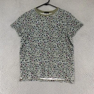ATM Top Womens Medium Schoolboy Cotton Crew Neck Leopard Slub Jersey Green Boxy - Picture 1 of 13