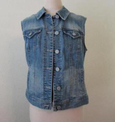 STYLE & CO Mujer Pequeño Mediano Azul Elástico Denim Chaleco Foto 1 de 3