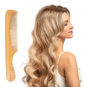 Wooden Comb 100% Natural Anti-Static Hair Detangler for Men and Women Fine Tooth - Picture 1 of 6