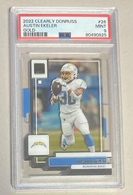 Austin Ekeler 2022 Clearly Donruss Football #26 - LA Chargers GOLD FOIL PSA 9 - Image 1 of 2