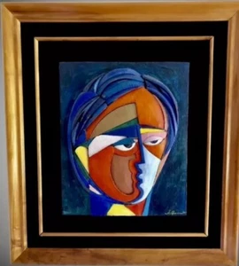 “ Beluchi Woman” By Anthony Quinn Modernist Painting/Sculpture,Framed Koa Wood - Picture 1 of 2